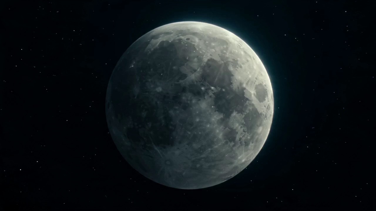 Surreal cracked moon over water